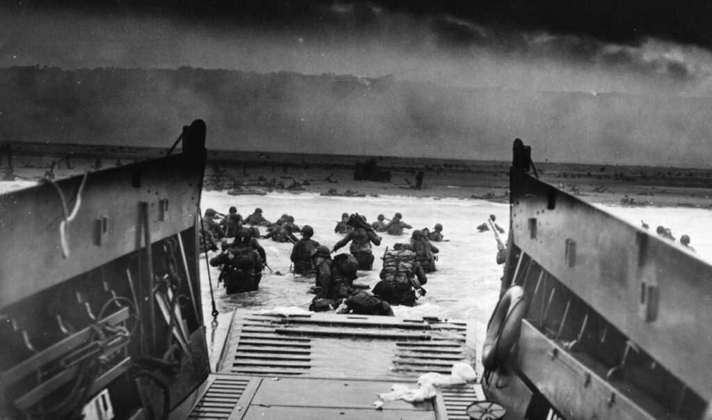Landgangen på Omaha Beach om morgenen d. 6. juni 1944