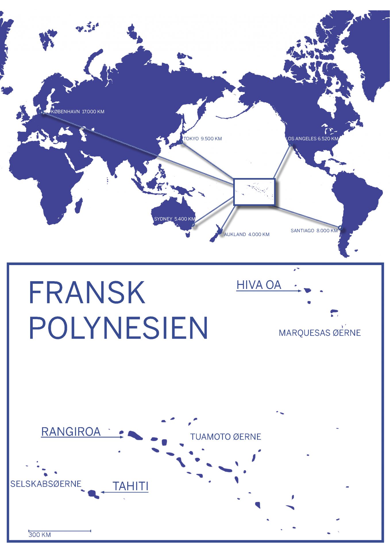 Kort over Fransk Polynesien
